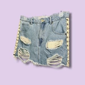 Forever 21 Jean Skirt Lace Sides